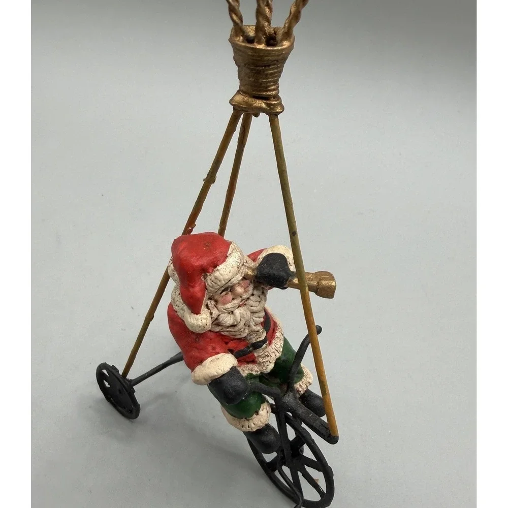 Santa Claus Bicycle Hot Air Ballon Metal Christmas Ornament 13